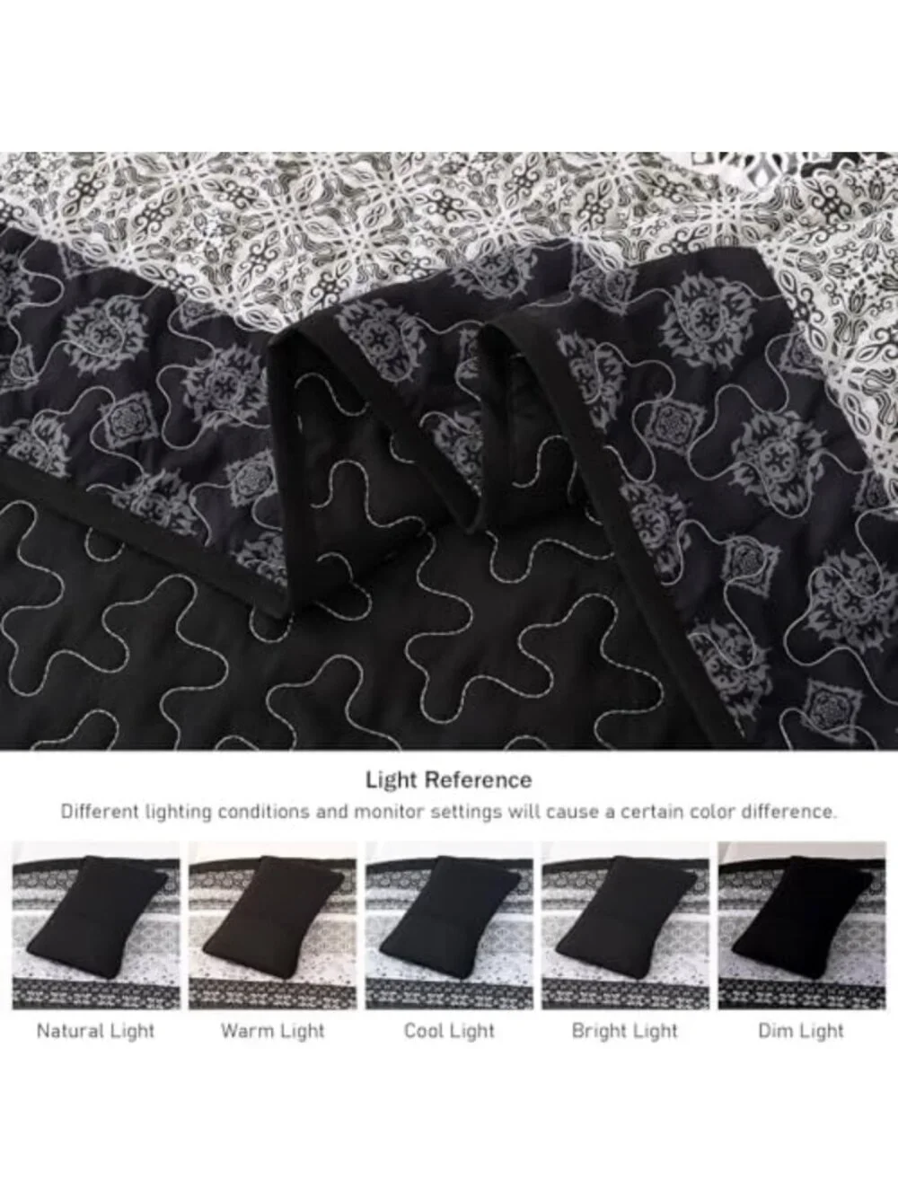 Stylish King Quilt Bedding Set - 3-Piece Black & Grey Striped Bedspread